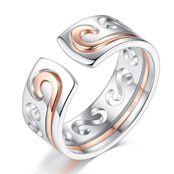 1 бр. Двойка пръстени с индивидуален дизайн, регулируема дупка, Комбинираната пръстените 