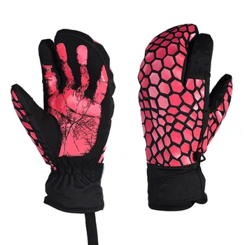 1 чифт ски ръкавици, зимни ръкавици, Непромокаеми ръкавици на 3 пръста сензорен екран, Топла ръкавица за ски ръкавици на открито, Топла ръкавица