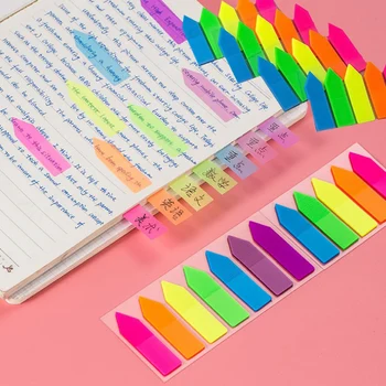 100 Листа флуоресцентни хартия във формата на стрела Самоклеящийся бележник за водене на записки Sticky Notes