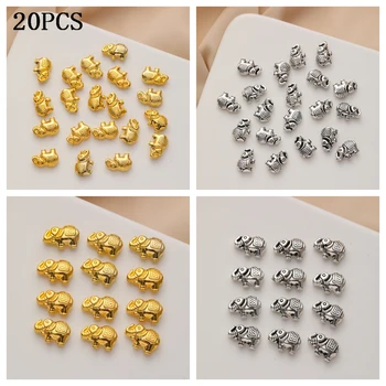 20 броя от злато 12,9 × 8,3 мм, сребро, древното злато, трехцветного малък слон, обици-висулки ръчно изработени 