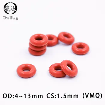 40 бр./лот Червено силиконово пръстен Силикон о-пръстен CS1.5mm Дебелина OD4/5/6/7/8/9/10/11/12/ 13 мм, Гумени о-пръстен оборудване запечатване на уплътнението или за миене