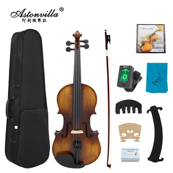 Astonvilla AV-508 Набор от цигулки за цигулка от смърч панел 4/4 с футляром и аксесоари за Професионални струнни инструменти Цигулка за практики