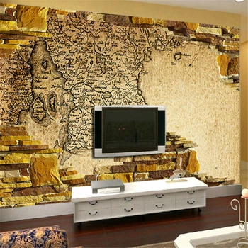 beibehang Голяма фреска с изображение на носталгия ретро карти, плиточных тапети, на фона на телевизор в спалнята, тапети размер papel de parede