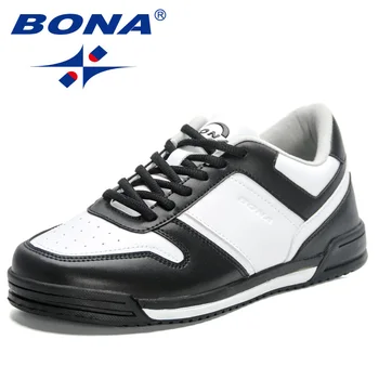 BONA 2024 Нови дизайнери, мъжки удобна мода вулканизированная обувки, трендови дишащи обувки на равна подметка за скейтборд, трендови маратонки на равна подметка за каране на скейтборд