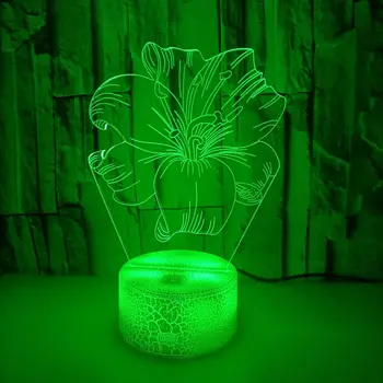 Nighdn 3D Лампа Цвете Лилия нощна светлина В 7 Цвята което променя нощна светлина Сензорен екран, USB Настолна Лампа, Подарък за Рожден Ден за Момичета Женски Декор на Стая