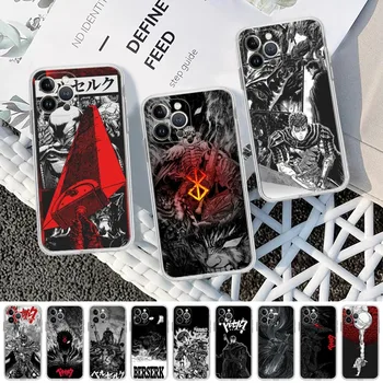 Аниме-Калъф за телефон Berserk Черва за iPhone 15 8 7 6 6S Plus X SE 2020 XR XS 14 11 12 13 Mini Pro Max Mobile Case