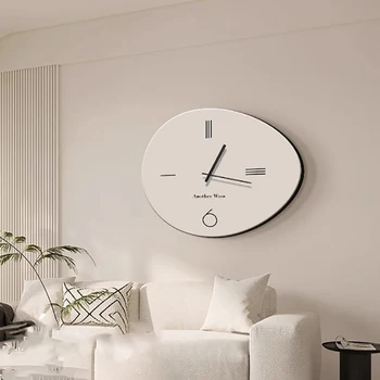 Бели красиви стенни часовници с безшумна стилни японски батарейкой, подарък стенен часовник, Луксозно украшение на дневната в стил трапезария