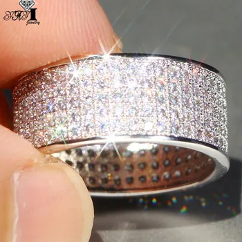 Бижута YaYI Fashion Princess кройка 6,5 карата Бял циркон сребърен цвят Годежни пръстени, сватбени халки за влюбени Вечерни пръстени 1106