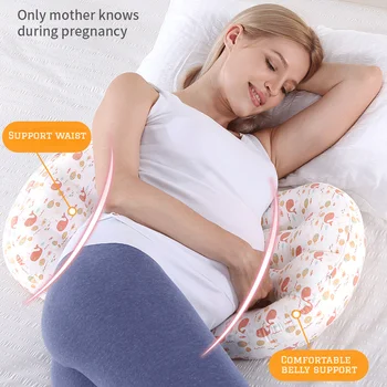 Възглавница за бременни, която поддържа кръста, Странични възглавници за сън, богат на функции U-образна възглавница за бременни с подвижна хлопчатобумажным калъф