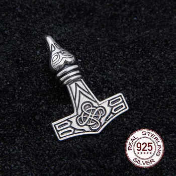 Гарван-viking от сребро проба 925 с отложено във формата на келтски възел, Nekclace от естествена телешка кожа и килевая верига в подарък