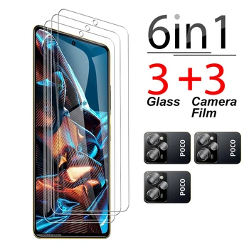 защитно стъкло 6в1 За Xiaomi Poco X5 X5 Pro C65 F4 F5 5G Прозрачна Защита на Екрана на Обектива на Камерата M5 M6 4G M4 M3 pocco C31 C40