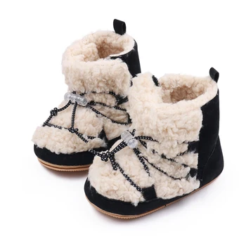 Зимни обувки за новородените момичета от коралов руно, сладки зимни ботильоны, топло детски обувки за ходене за деца