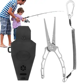 Инструмент за кримпване на риба, Компактни риболовни клещи с еластичен кабел, външна риболов, Компактни клещи за морски риболов, река риболов