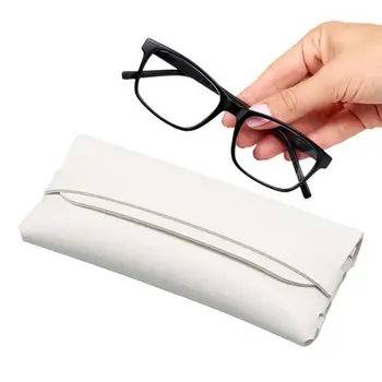Кожен калъф за очила, непромокаеми кожени слънчеви очила, цветна чанта, Преносим кутия за съхранение на защитни очила, пътни аксесоари