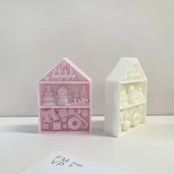 Коледна Домашна Свещ Силиконова форма за подаръци, ръчно изработени Стая на Дядо Коледа във формата На Снежен човек Аромат на Сапун Изработване на декорации от гипс Коледен подарък
