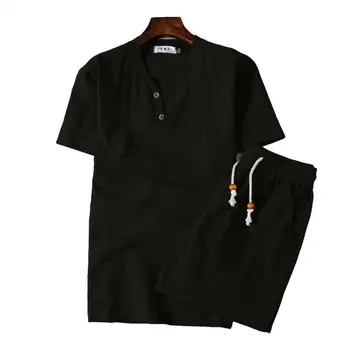 Комплект от две части, мъжка тениска с къс ръкав, къси Панталони за фина дантела, комплект от две части