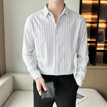 Модерен мъжки бутик, оборудвана бизнес джентълмен, класически ленти, ежедневни риза с дълги ръкави в британски стил