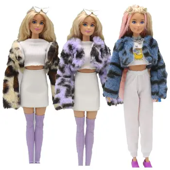 Модна кукла, плюшевое палто, висококачествени ежедневни облекла, многоцветни дълги чорапи, аксесоари за стабилизиране на параметрите на куклата 30 см
