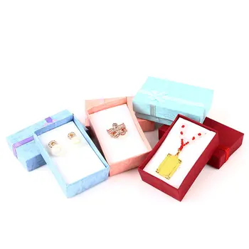 Модни пръстени, Обеци, Колиета Опаковка за бижута DoreenBeads Хартиени Подаръчни кутии за бижута Правоъгълен цвят с лък и модел Кутия за пръстените