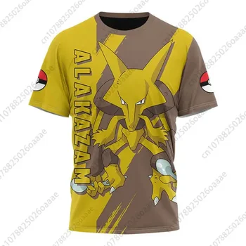Мъжки и женски 3D-тениски Pokemon Alakazam Psyduck, детски тениски за спорт и отдих с къс ръкав