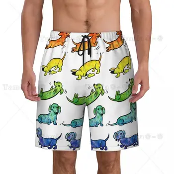 Обичай Топене, с шарени сладки такси, бързо съхнещи Мъжки плажни шорти, Бански костюми за кучета с колбаси