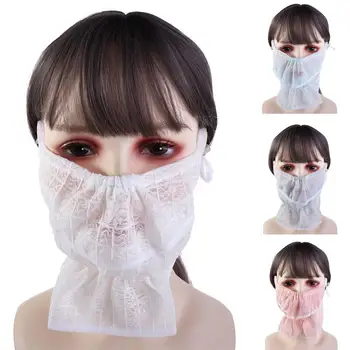 Открит за жени Дантелени шалове за лице Със защита от слънцето и ултравиолетовите Копринен шал Солнцезащитная завесата Шал за лице Солнцезащитная маска Анти-UV покритие за лице