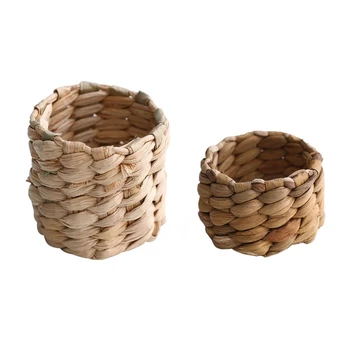 Плетени пръстени за салфетки в селски стил с ръчно изработени от естествен рогоза и тиква, обтегач за салфетки, държач за украса на масата за хранене, директна доставка