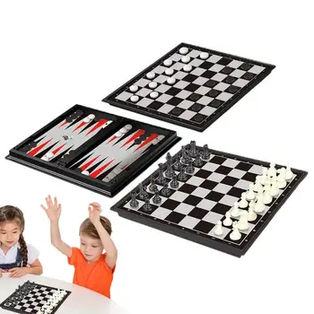 Сгъваема шахматната дъска, модул за Обучение набор от сгъваеми шахматни дъски за пътуване, Преносима игра на шах за приятелски събирания, забавления