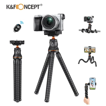 Статив за фотоапарат K & F Concept MS-01 Гъвкава Поставка За вашия Телефон Статив За Телефон С Подвижна Топка Глава на 360 ° И дистанционно управление, Bluetooth