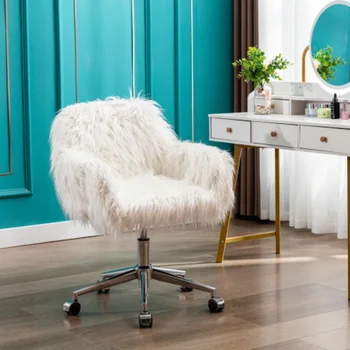 Съвременно ергономичен офис стол от изкуствена кожа, пушистое стол за отдих, козметичен масичка за момичета, Дизайнерски мебели за дома от златна силлы