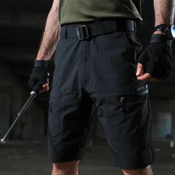 Улични мъжки камуфляжные военни панталони нова марка, бързо съхнещи къси панталони, панталони с голям размер с много джобове, дишащи мъжки къси панталони