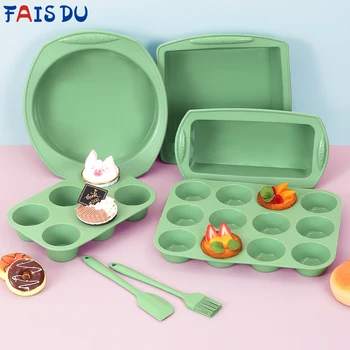 Форма за печене FAIS DU Green, на силиконова форма за печене, аксесоари за сладкарски изделия, набор от инструменти за печене маффинов, инструменти за украса на кексчета със собствените си ръце