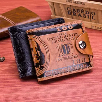 Чантата с доларов модел от изкуствена кожа с голям капацитет, държач за фотокарточек с доларов модел, мъжки портфейл с магнитна ключалка за пътуване